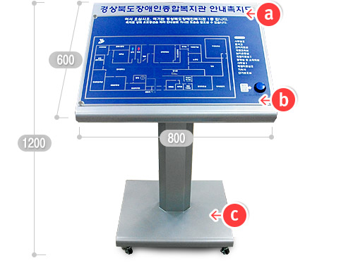 스탠드형 촉지도 HUMC-5100의 구성과 크기