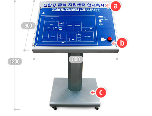 스탠드형 촉지도 HUMC-5102의 구성과 크기